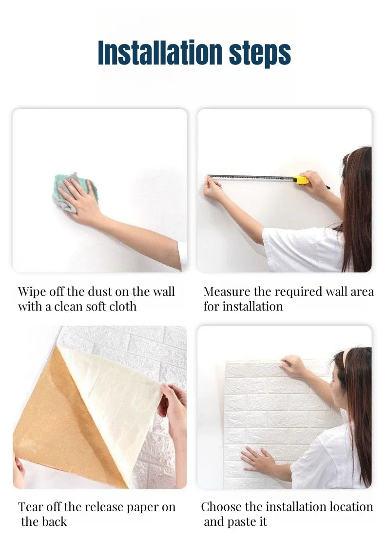 3D Self-adhesive Foam White Brick Wall Stickers