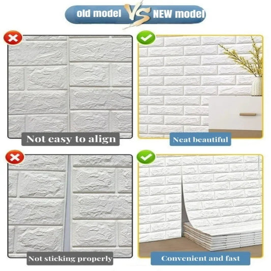 3D Self-adhesive Foam White Brick Wall Stickers