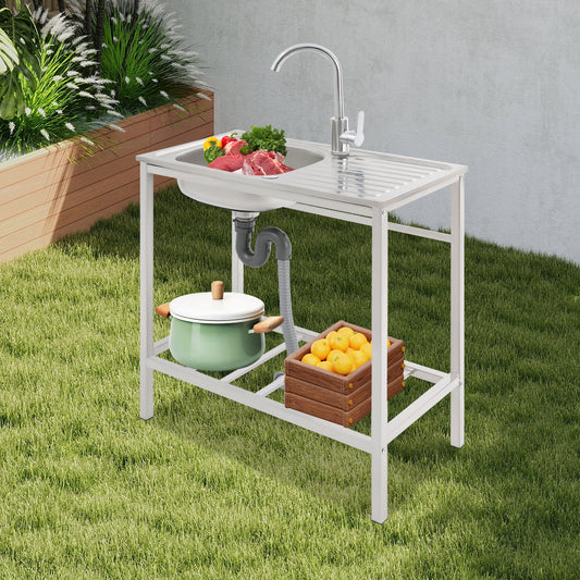 Kitchen Single Bowl Sink Free Standing Adjustable Faucet