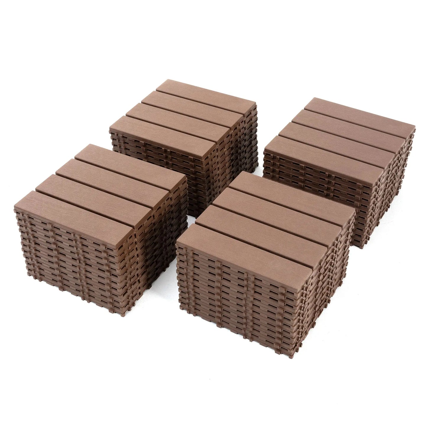 44 Pack Wood grain Interlocking Patio Deck