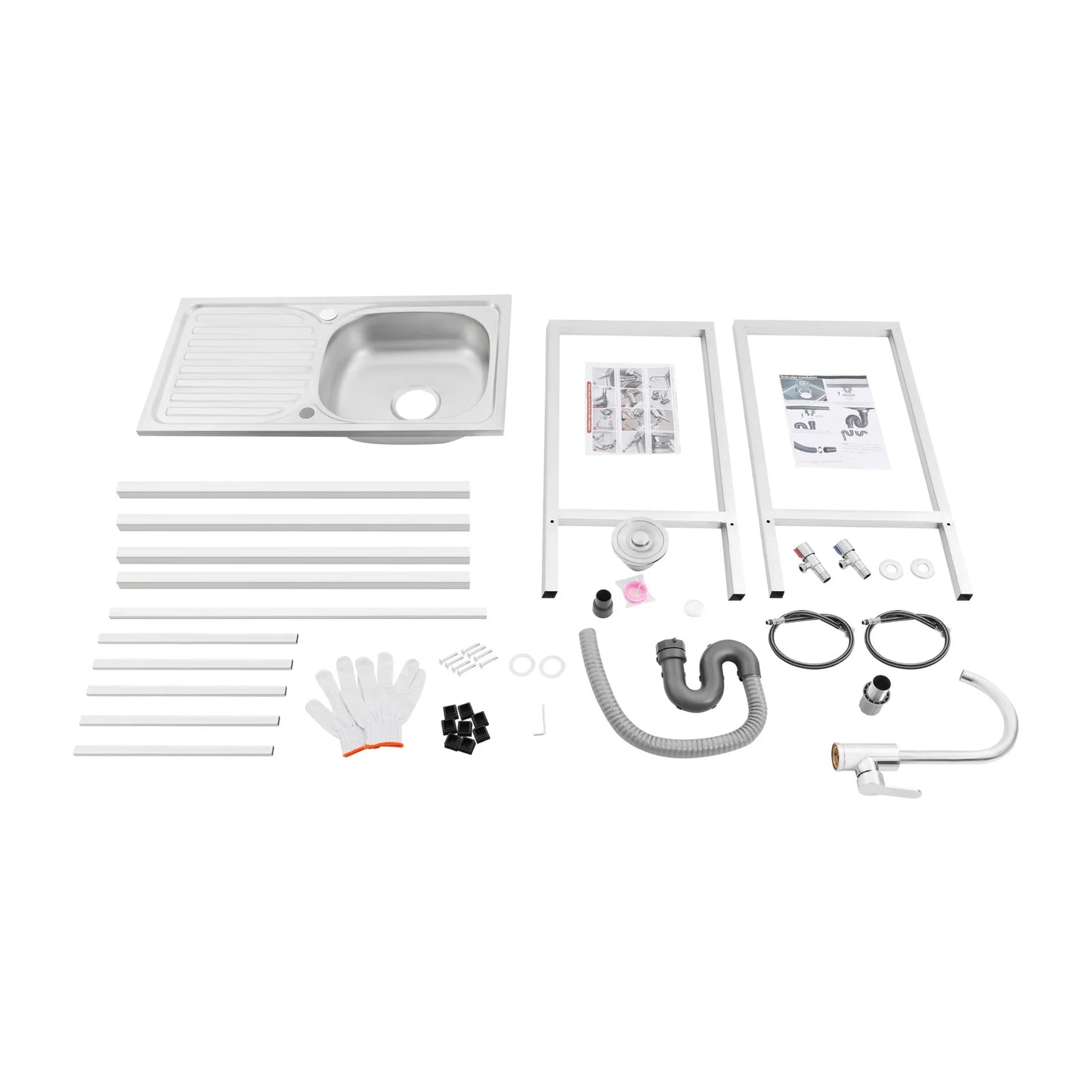 Kitchen Single Bowl Sink Free Standing Adjustable Faucet