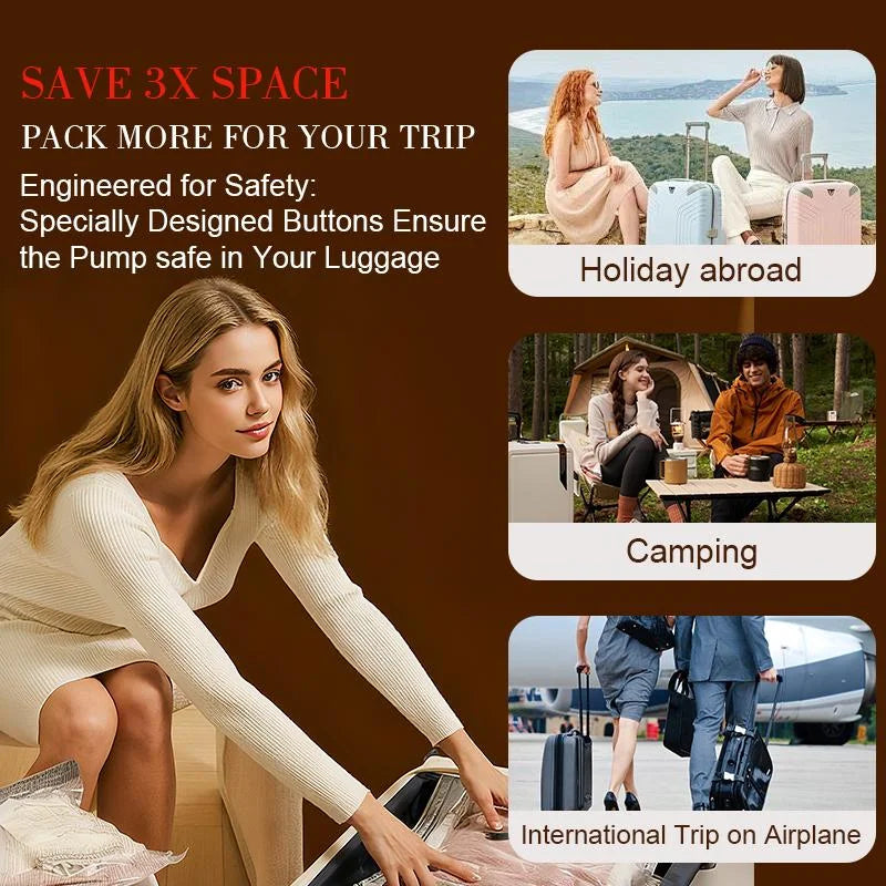 Vacuum Bags for Travel with Rechargeable Air Pump