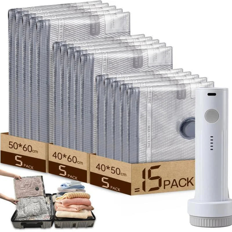 Vacuum Bags for Travel with Rechargeable Air Pump