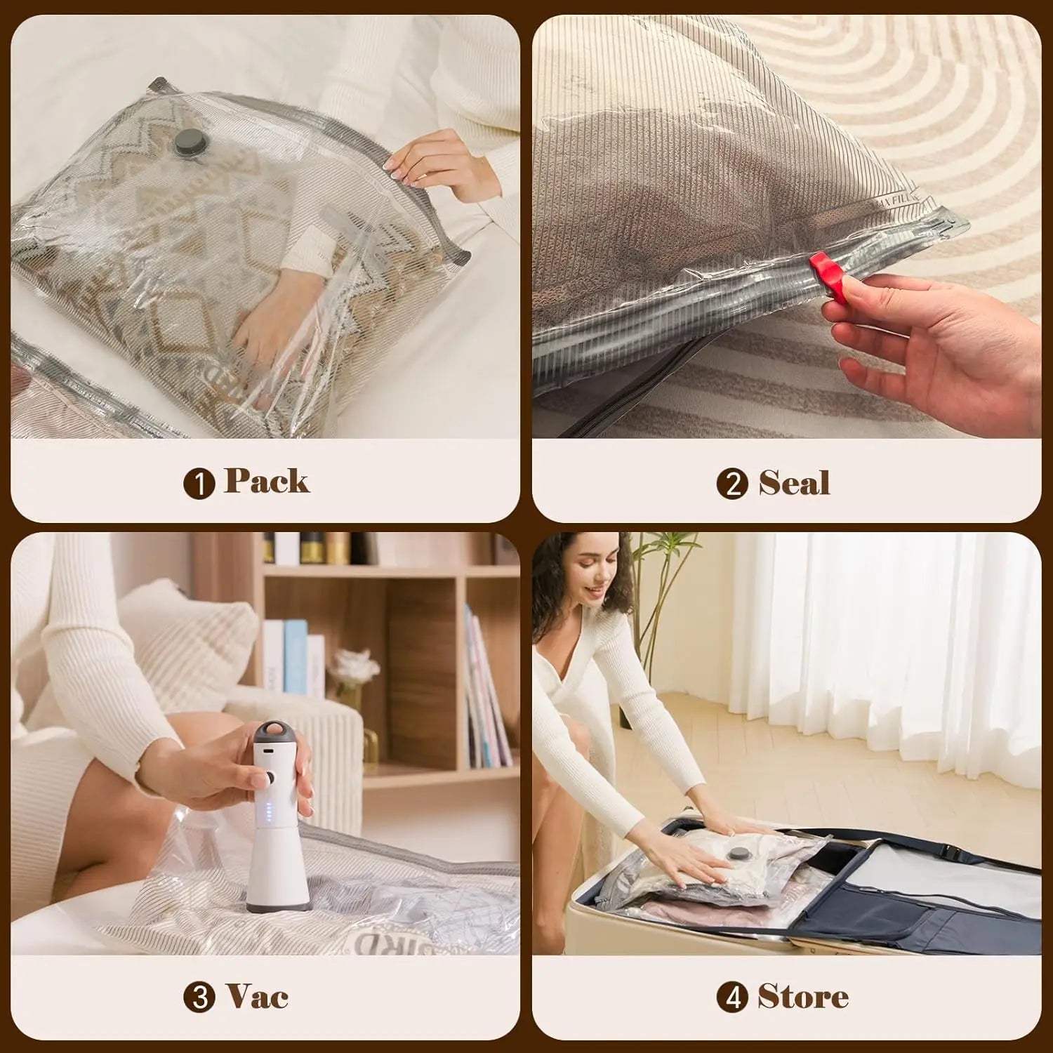 Vacuum Bags for Travel with Rechargeable Air Pump