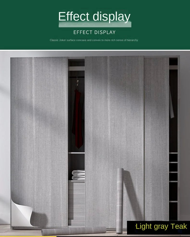 Wood grain waterproof self adhesive kitchen cabinets armoire