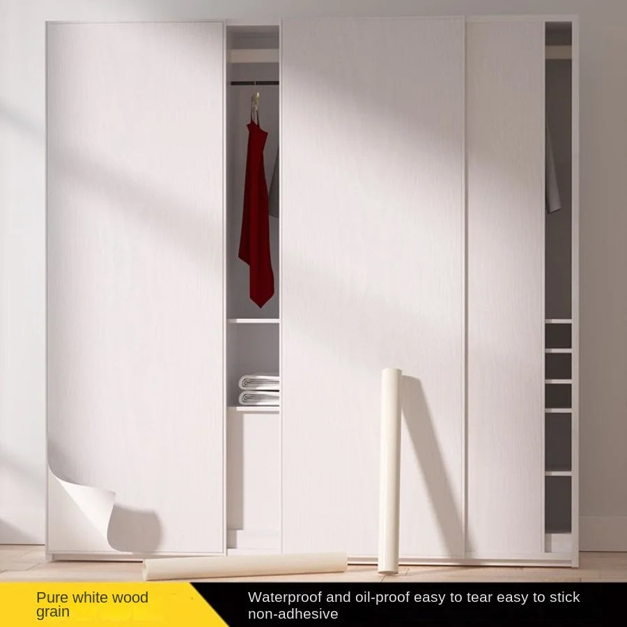 Wood grain waterproof self adhesive kitchen cabinets armoire