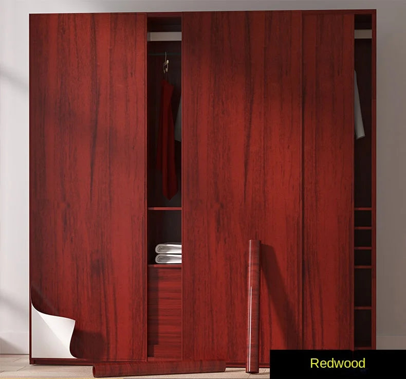 Wood grain waterproof self adhesive kitchen cabinets armoire