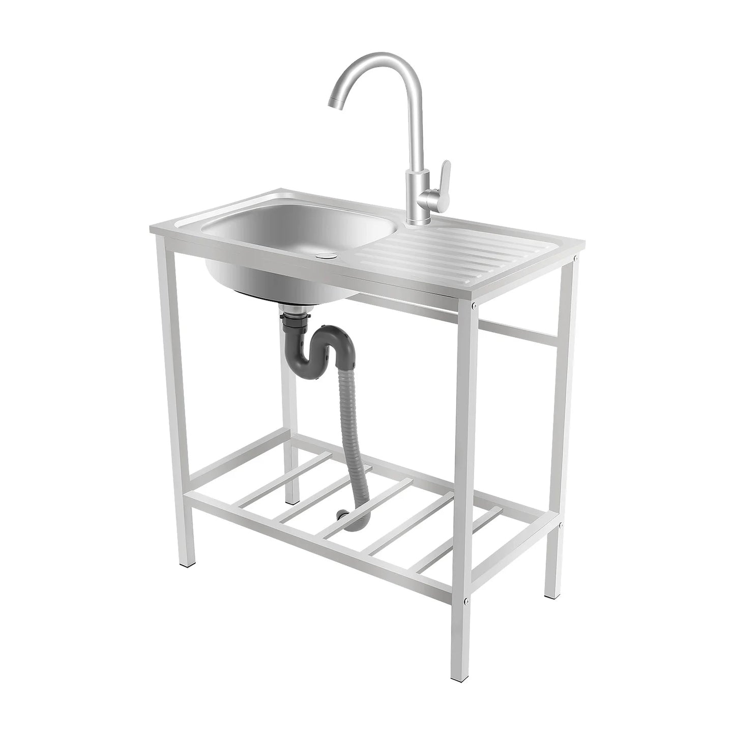 Kitchen Single Bowl Sink Free Standing Adjustable Faucet