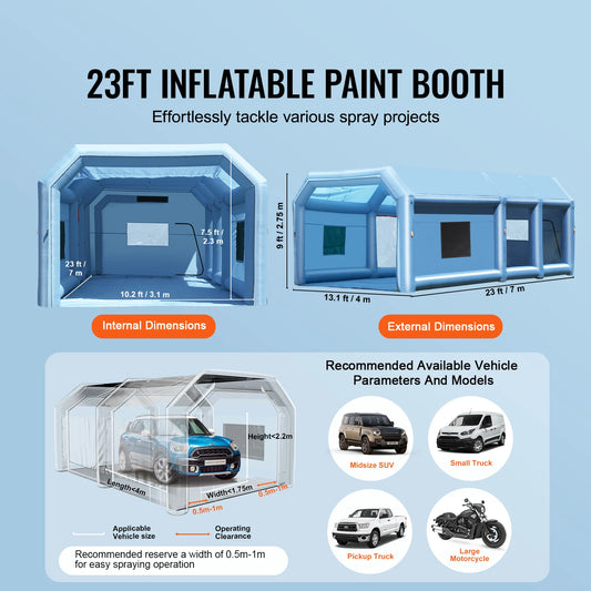 Inflatable Spray Booth with Powerful Blowers and Air Filter System Portable Car