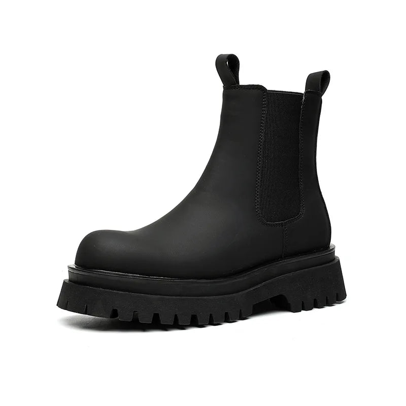 Men luxury boots black stylish platform