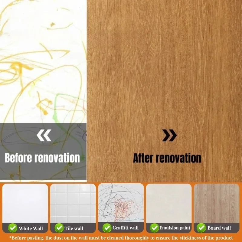 Wood grain Self Adhesive Wall Sticker Aluminum Film