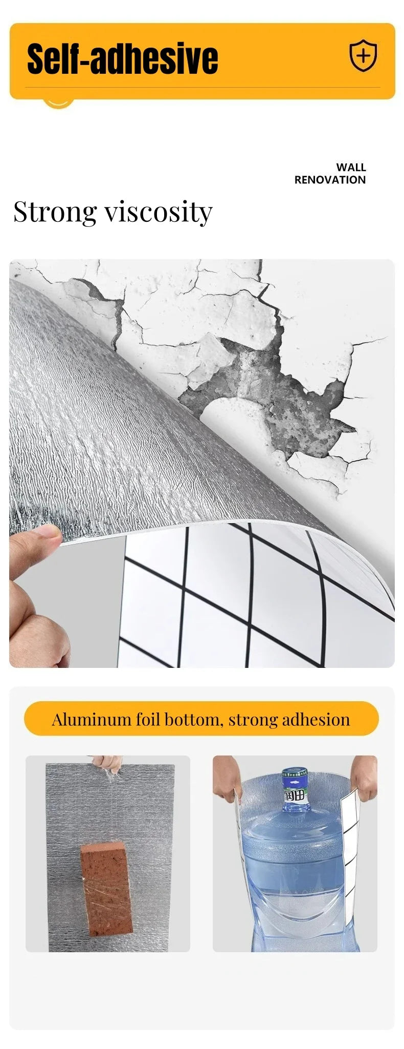 Thick Foam Marble  Peel Wall Stickers  Self Adhesive