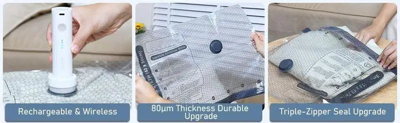 Vacuum Bags for Travel with Rechargeable Air Pump