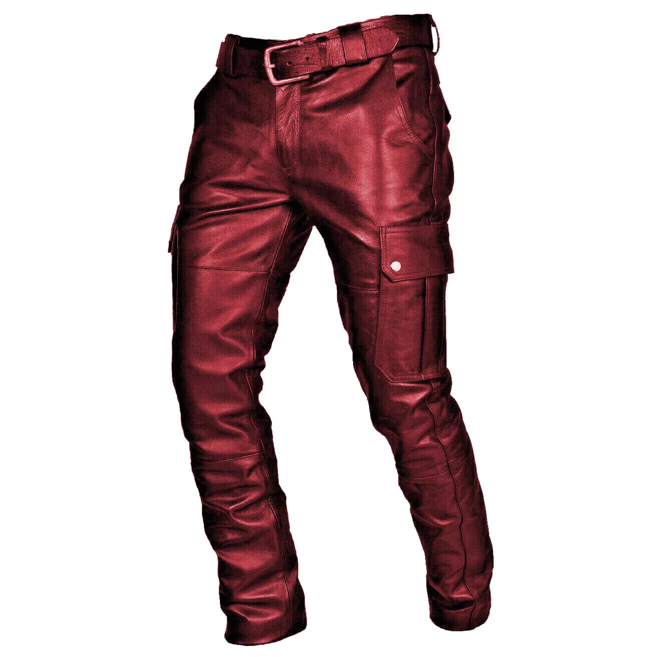 Men's Leather Pants Cargo Pockets