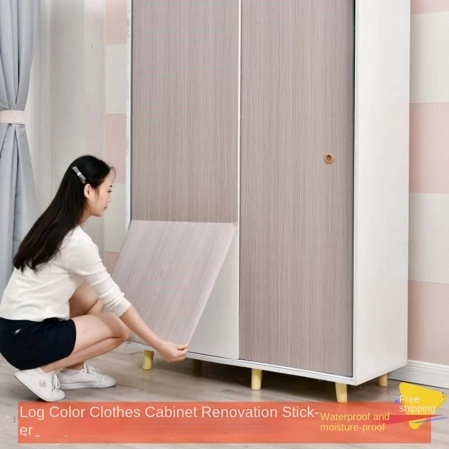 Wood grain waterproof self adhesive kitchen cabinets armoire