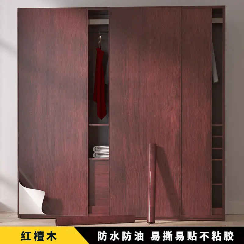 Wood grain waterproof self adhesive kitchen cabinets armoire