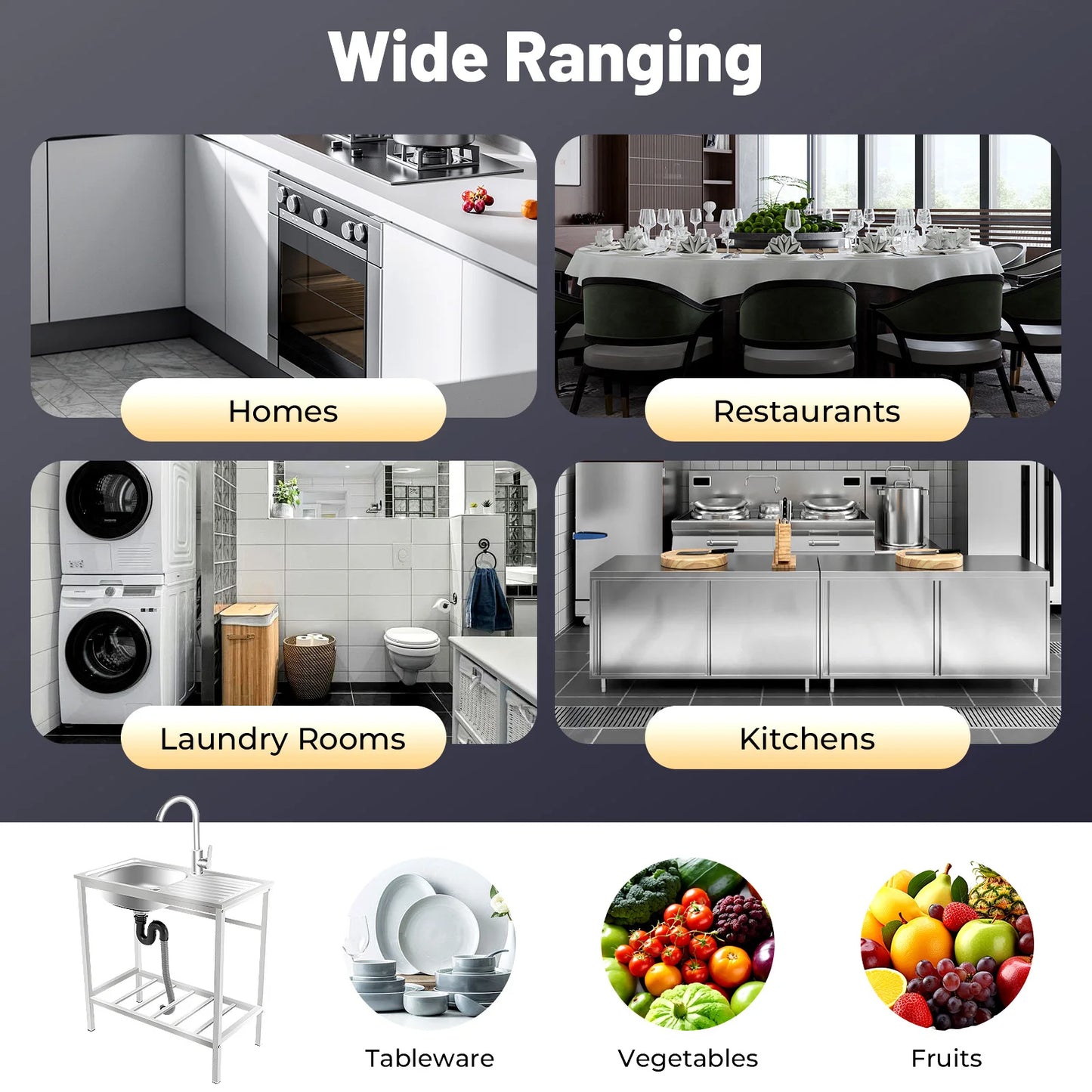 Kitchen Single Bowl Sink Free Standing Adjustable Faucet