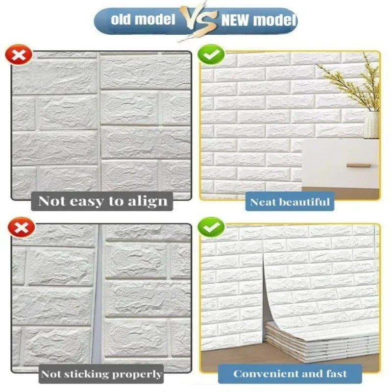 3D Self-adhesive Foam White Brick Wall Stickers
