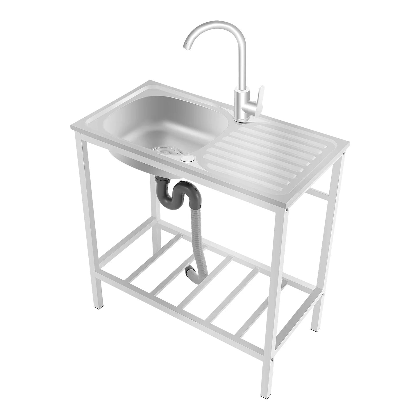 Kitchen Single Bowl Sink Free Standing Adjustable Faucet