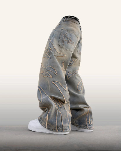 Retro Raw Baggy Jeans for Men