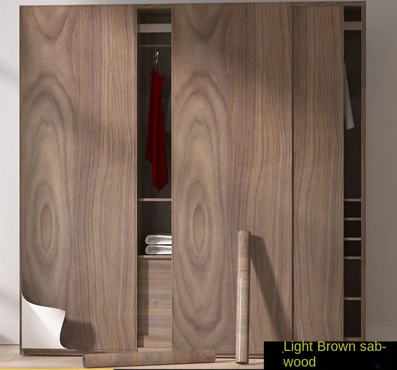 Wood grain waterproof self adhesive kitchen cabinets armoire