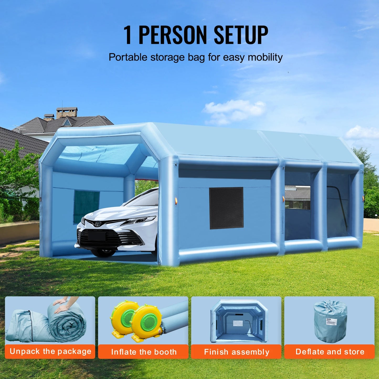 Inflatable Spray Booth with Powerful Blowers and Air Filter System Portable Car