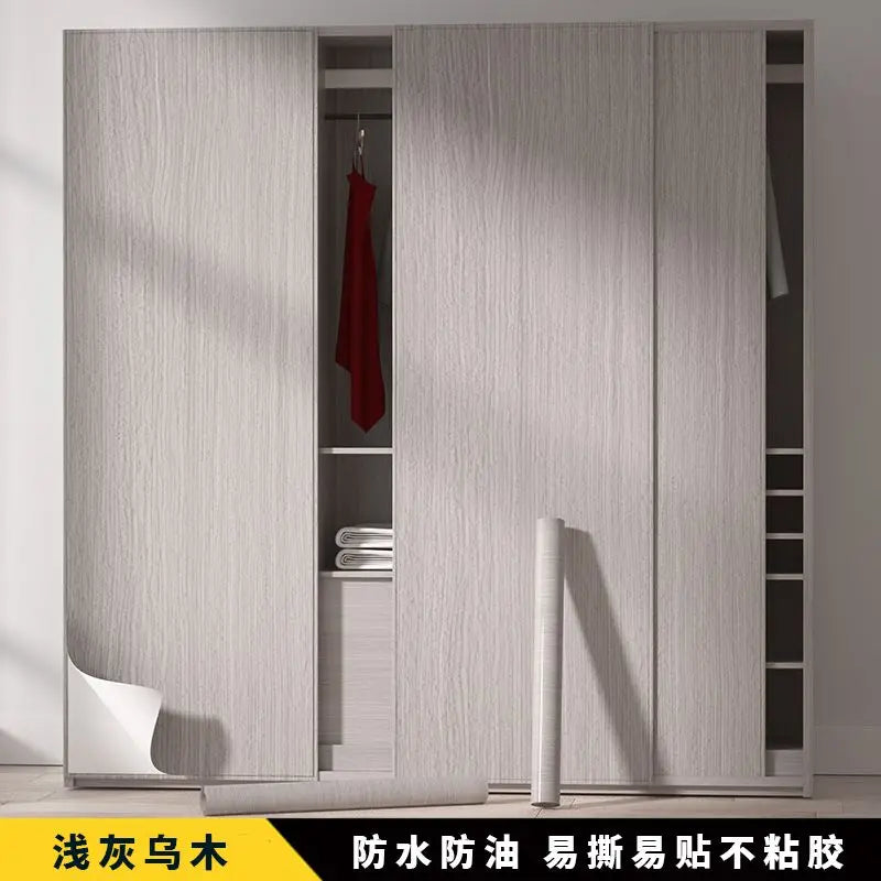 Wood grain waterproof self adhesive kitchen cabinets armoire