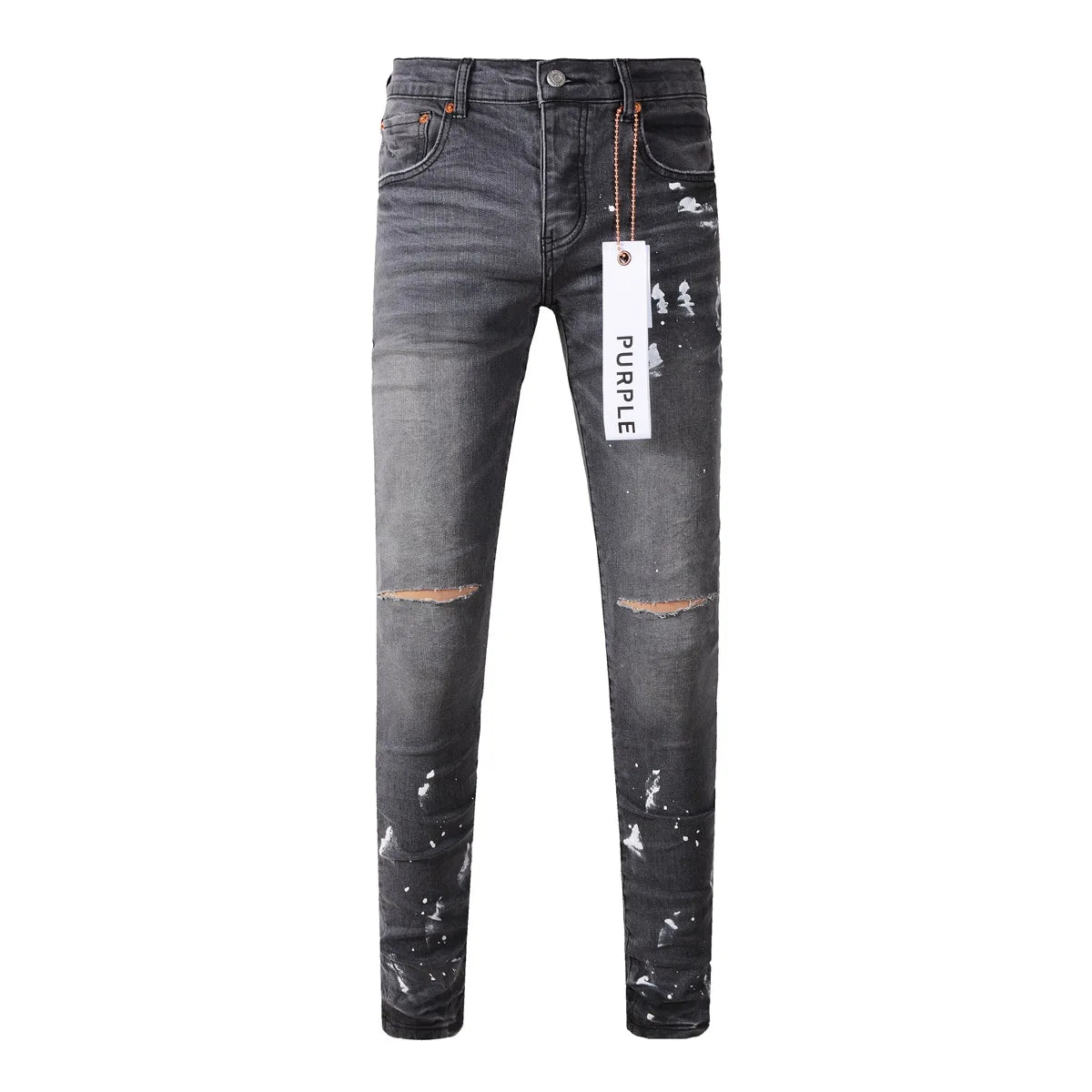 Slim jeans  Street Ripped Gray Paint