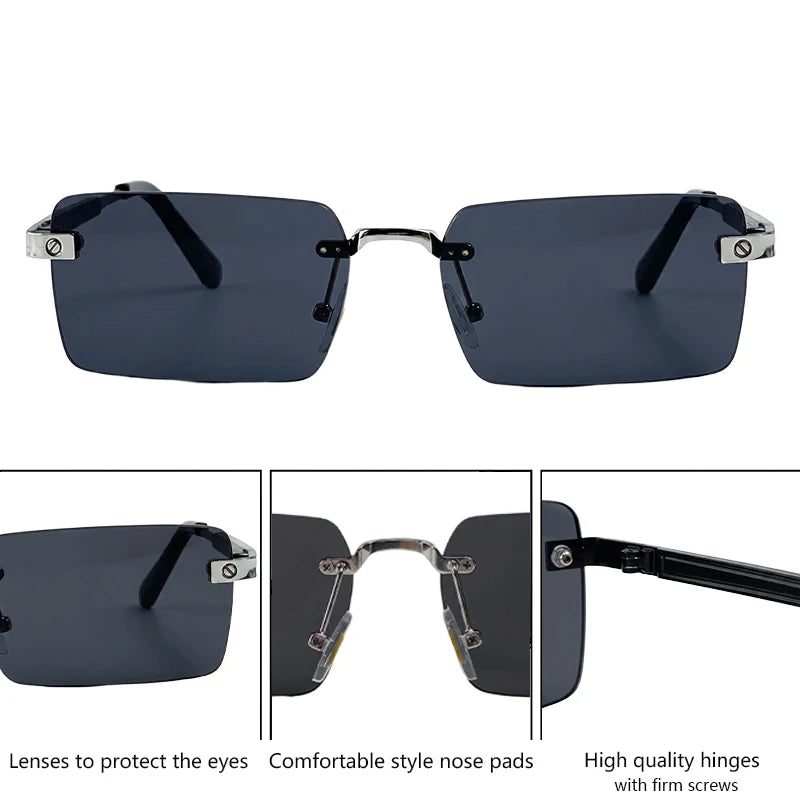 Rimless Rect Men Sunglasses