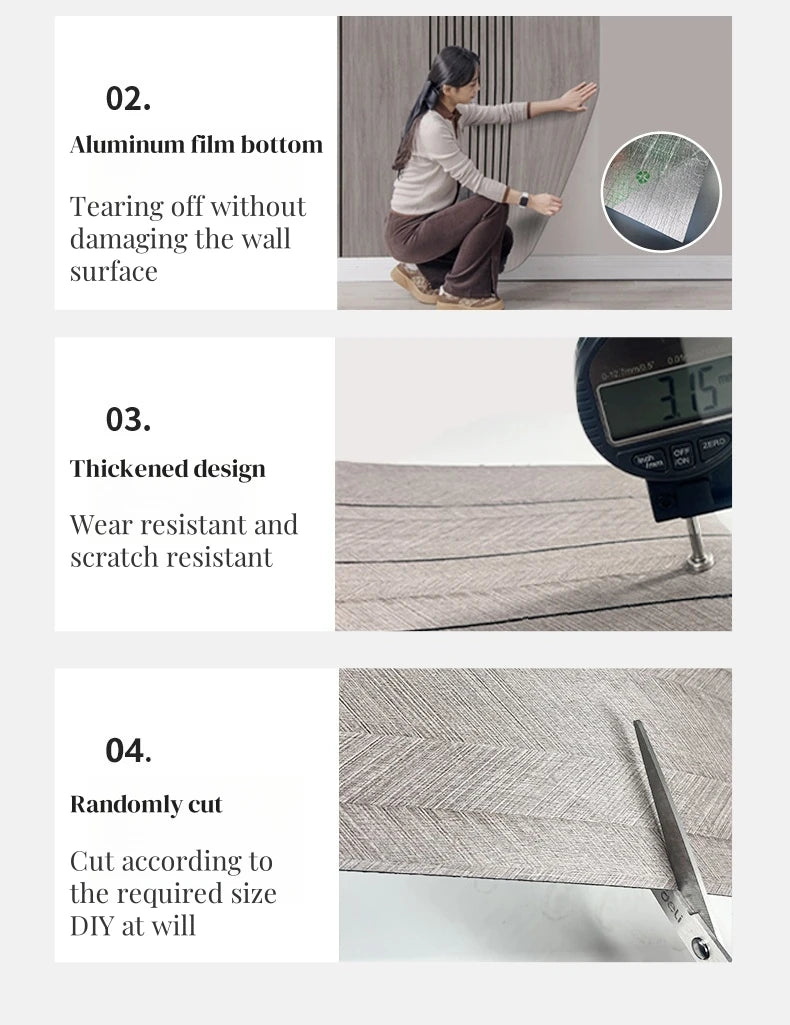 Half Grille Peel Adhesive Wallpaper Stripe 3D Thick