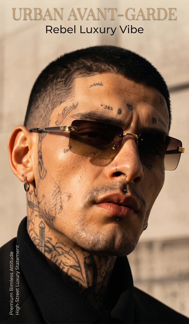 Rimless Rect Men Sunglasses