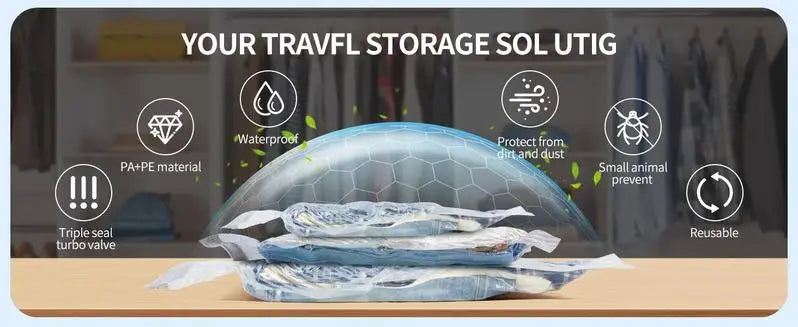 Vacuum Bags for Travel with Rechargeable Air Pump
