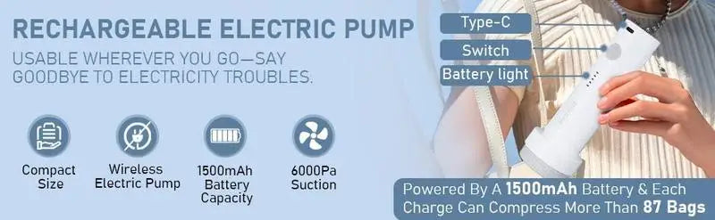 Vacuum Bags for Travel with Rechargeable Air Pump