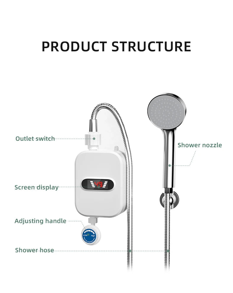 3500W Electric Mini Instant Hot Water Heater Bathroom Faucet