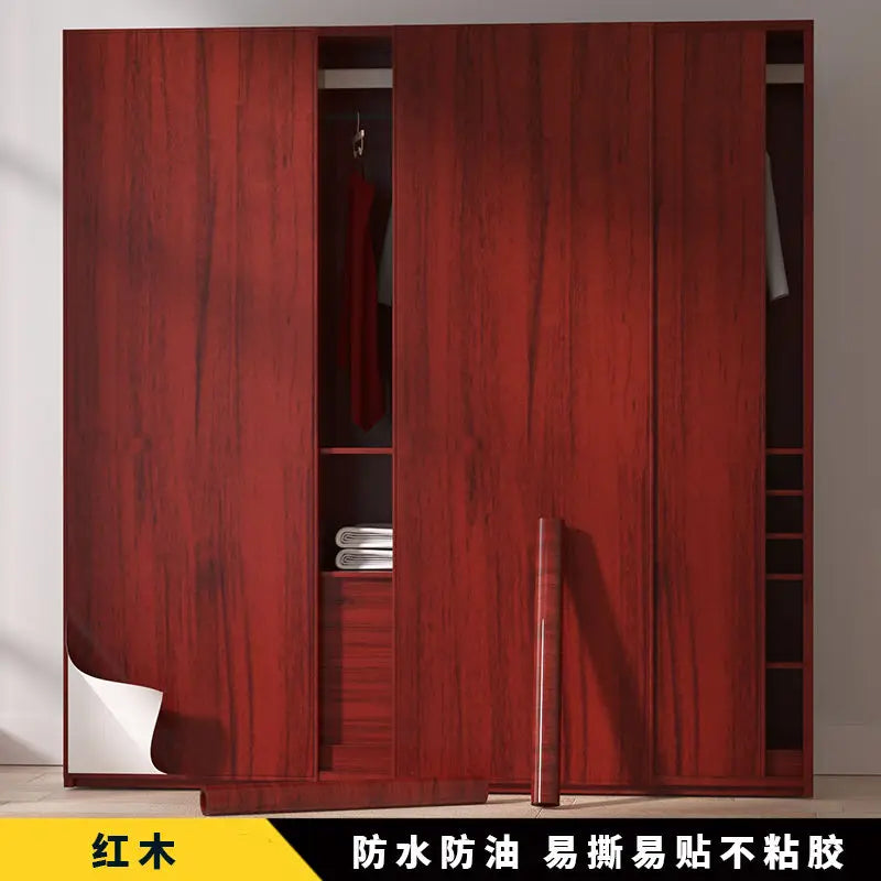 Wood grain waterproof self adhesive kitchen cabinets armoire