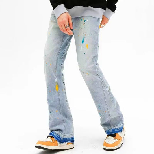 Ink Graffiti Baggy Ripped  Jeans Pants For Men