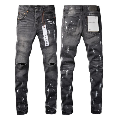 Slim jeans  Street Ripped Gray Paint