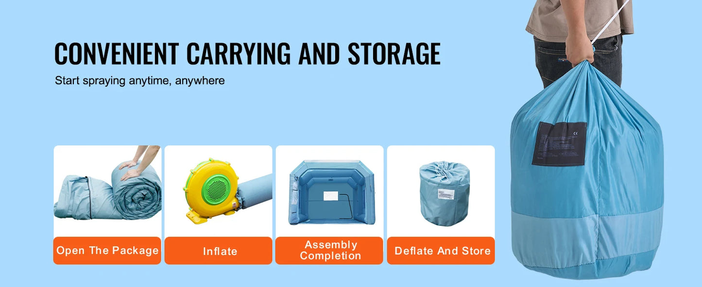 Inflatable Spray Booth with Powerful Blowers and Air Filter System Portable Car