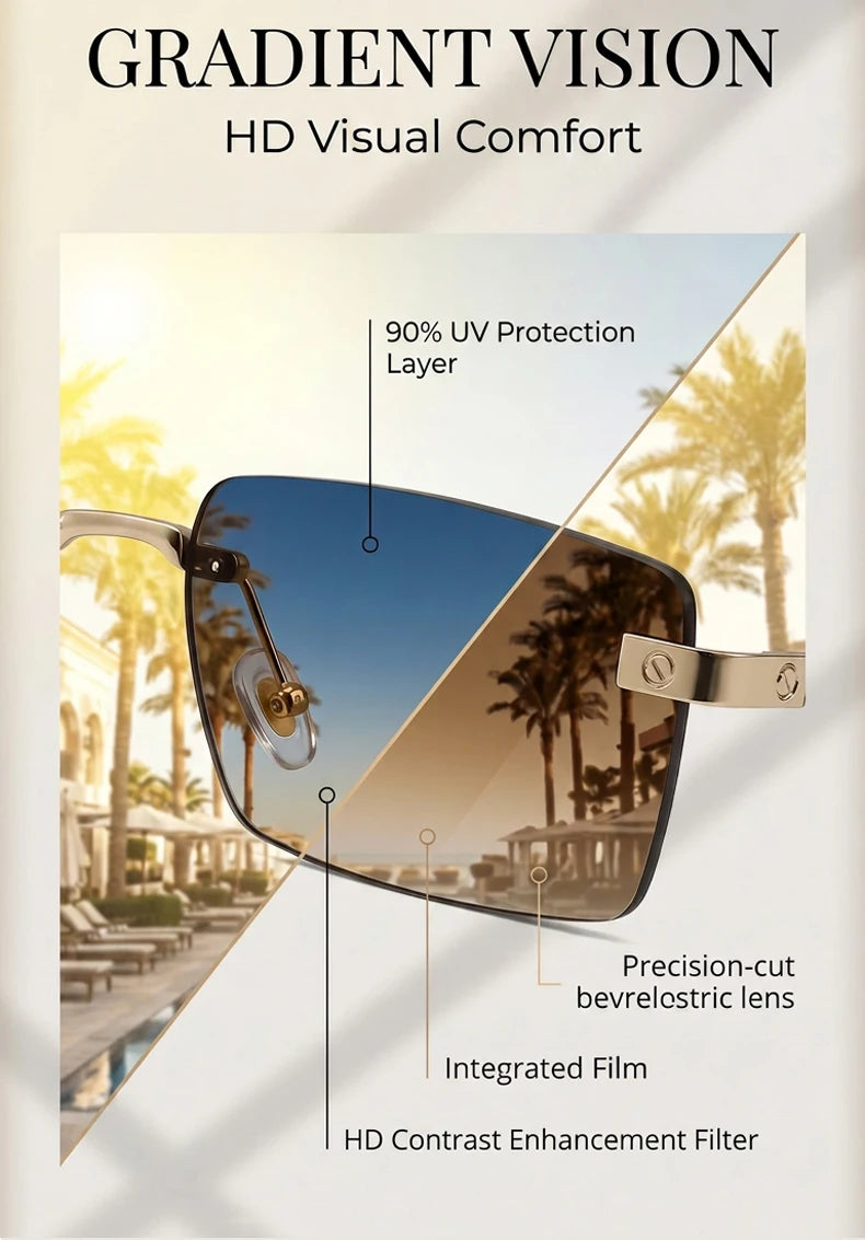 Rimless Rect Men Sunglasses
