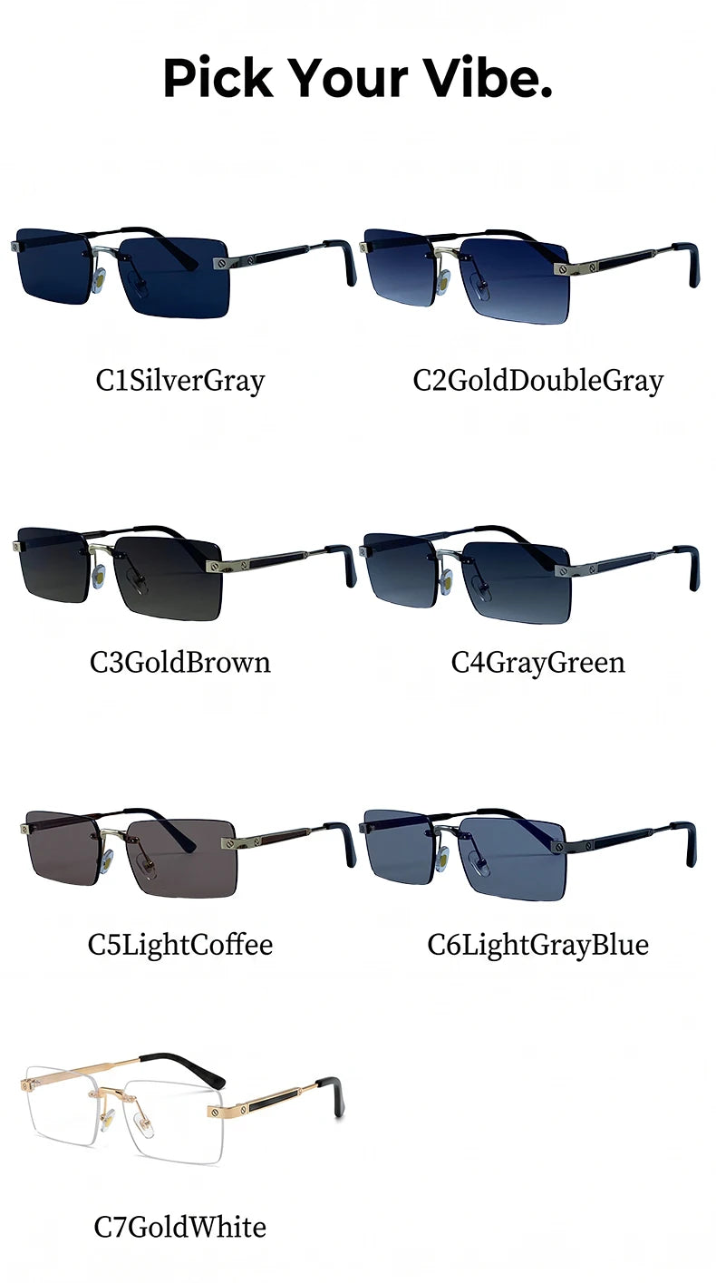 Rimless Rect Men Sunglasses