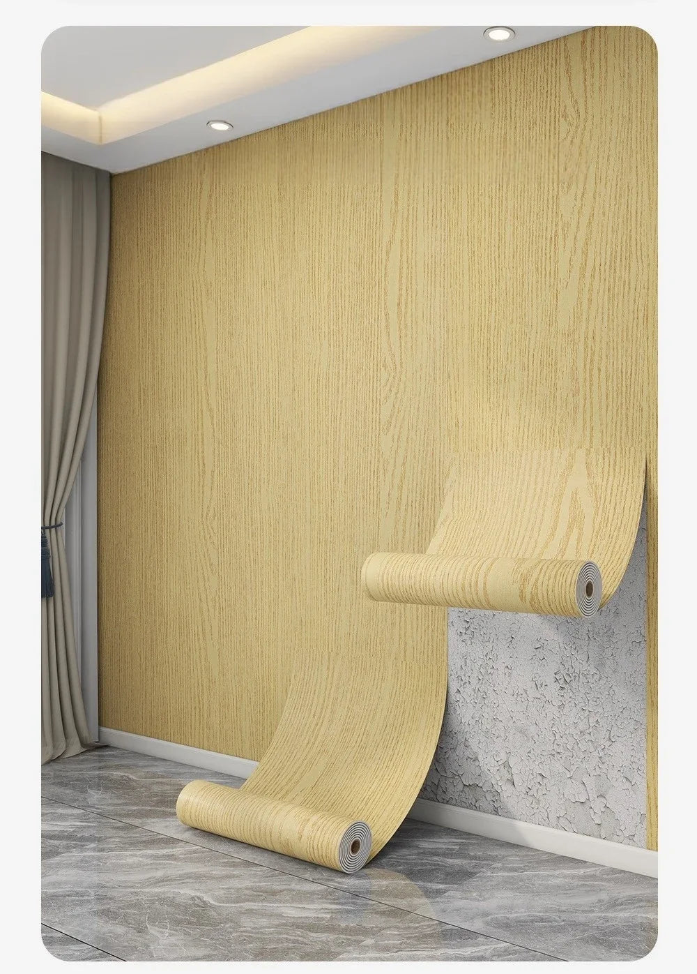 Wood grain Self Adhesive Wall Sticker Aluminum Film
