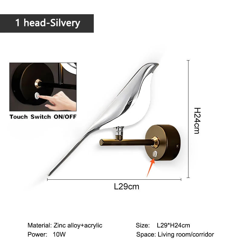 Wall Lamps for Bedside TV Background Gold Silver