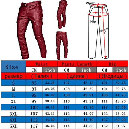 Men's Leather Pants Cargo Pockets