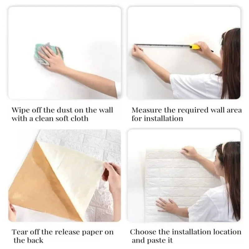 3D Self-adhesive Foam White Brick Wall Stickers