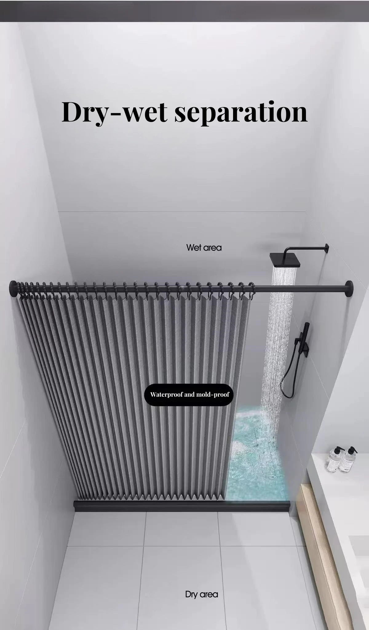 Shower Curtain Luxury Toilet Bathroom  Waterproof