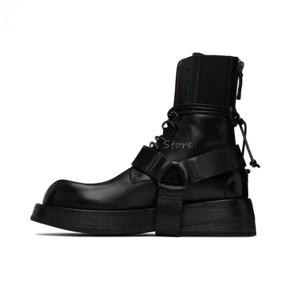 Leather Men's Lace Up Boots Ankle