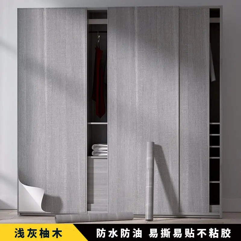 Wood grain waterproof self adhesive kitchen cabinets armoire