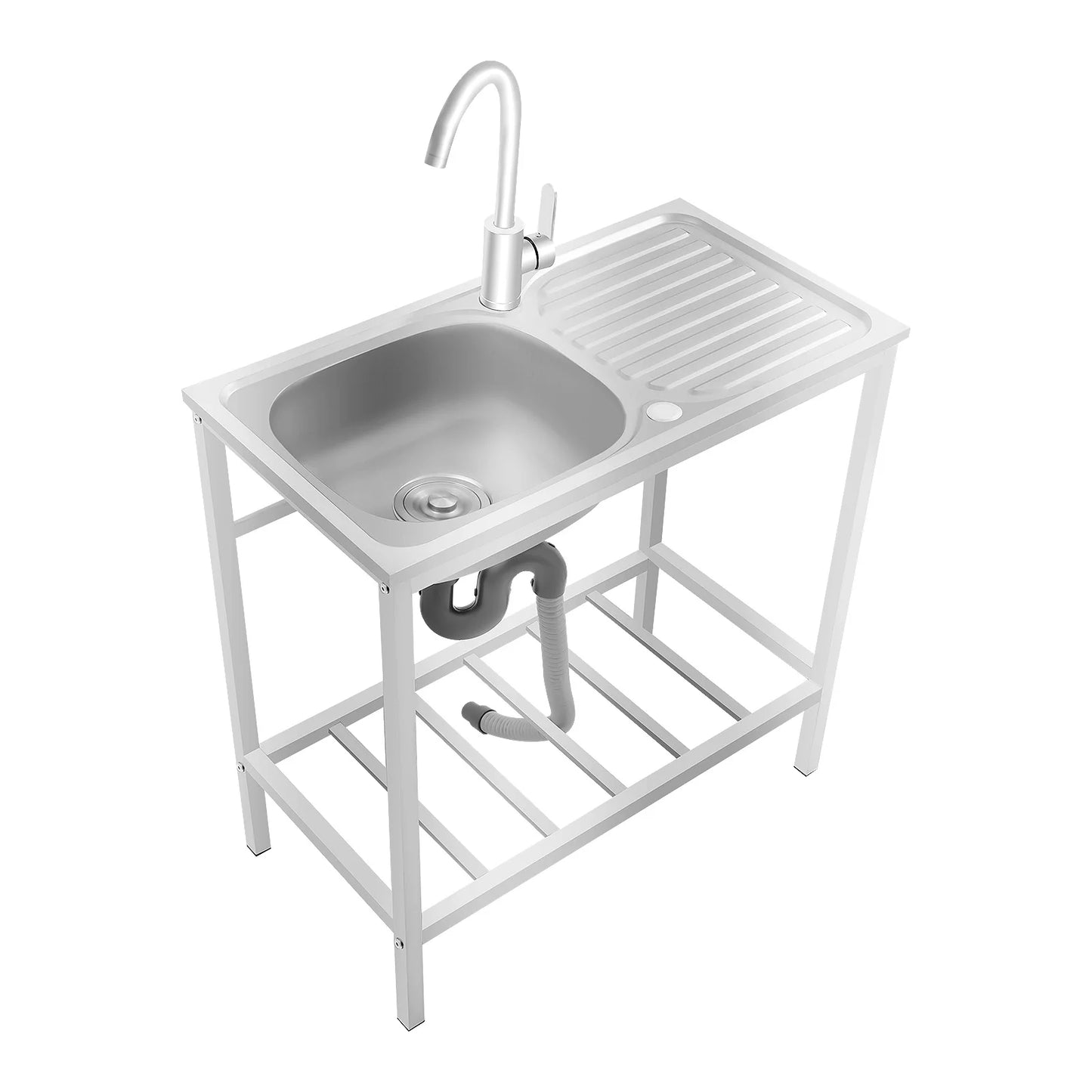 Kitchen Single Bowl Sink Free Standing Adjustable Faucet