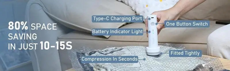 Vacuum Bags for Travel with Rechargeable Air Pump