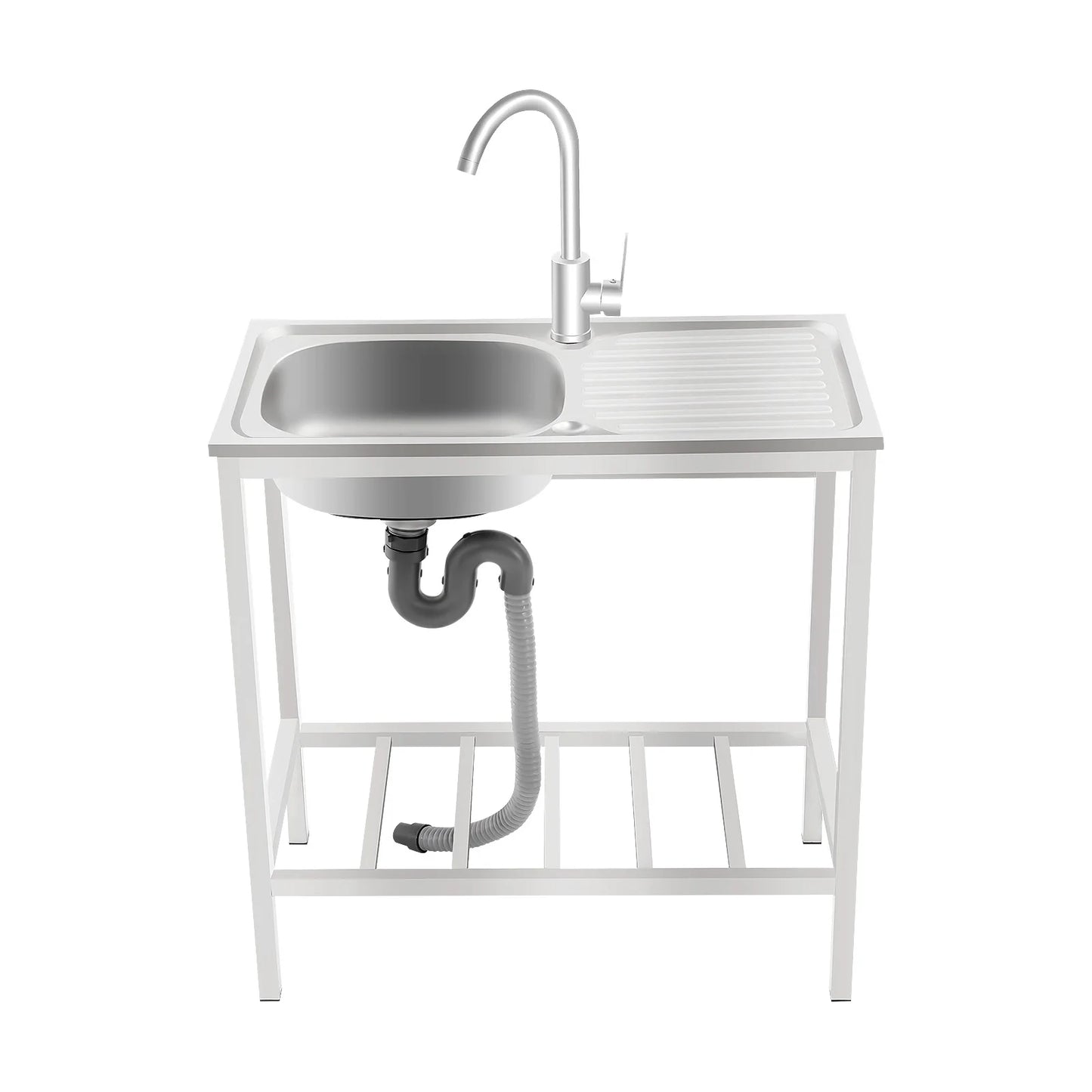 Kitchen Single Bowl Sink Free Standing Adjustable Faucet